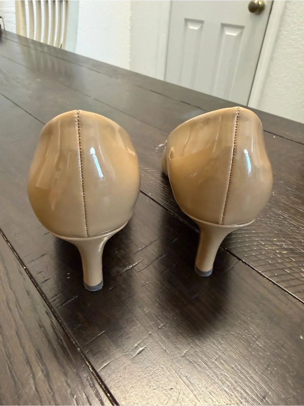 Classic Pointed-Toe Nude Patent Pumps - Comfort Cushioned Heel
